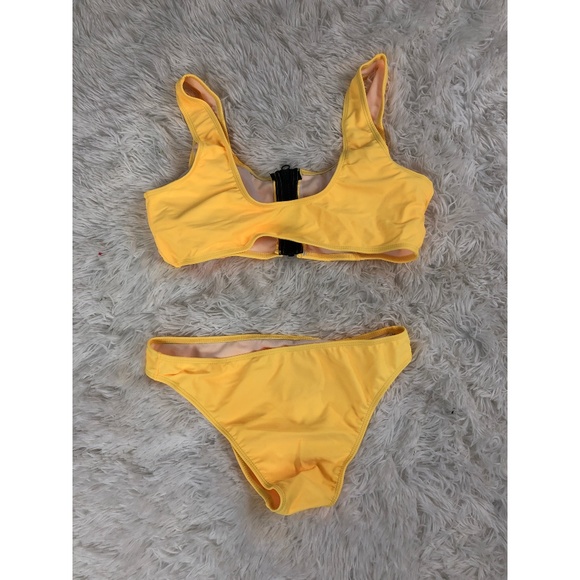 2 Piece Bikini Swimsuit Size M Yellow Black NWOT - Picture 4 of 4